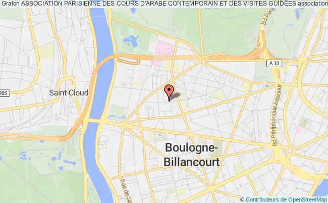 plan association Association Parisienne Des Cours D'arabe Contemporain Et Des Visites GuidÉes Boulogne-Billancourt