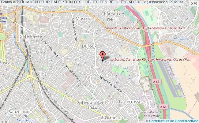 plan association Association Pour L'adoption Des Oublies Des Refuges (adore 31) Toulouse