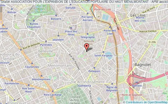 plan association Association Pour L'expansion De L'education Populaire Du Haut Menilmontant - Apm Paris