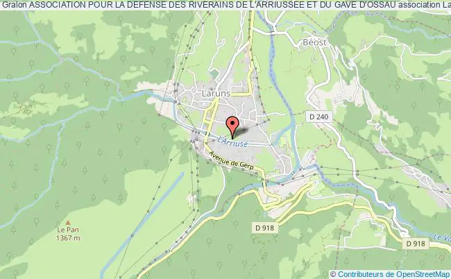 plan association Association Pour La Defense Des Riverains De L'arriussee Et Du Gave D'ossau Laruns