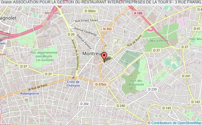 plan association Association Pour La Gestion Du Restaurant Interentreprises De La Tour 9 - 3 Rue Franklin A Montreuil (93100) - A.r.i.e - T9 Montreuil