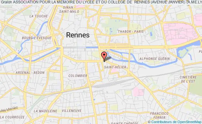 plan association Association Pour La Memoire Du Lycee Et Du College De  Rennes (avenue Janvier) (a.me.ly.co.r) Rennes