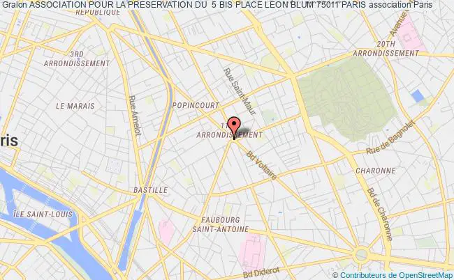 plan association Association Pour La Preservation Du  5 Bis Place Leon Blum 75011 Paris Paris 11e
