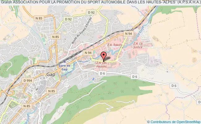 plan association Association Pour La Promotion Du Sport Automobile Dans Les Hautes- Alpes  (a.p.s.a.h.a.) Gap