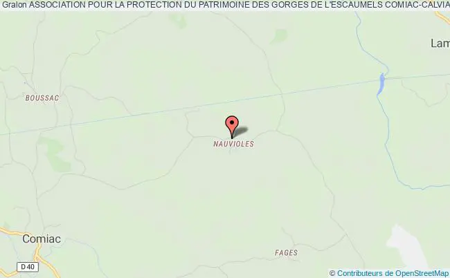 plan association Association Pour La Protection Du Patrimoine Des Gorges De L'escaumels Comiac-calviac-lamativie Nauvioles de Comiac