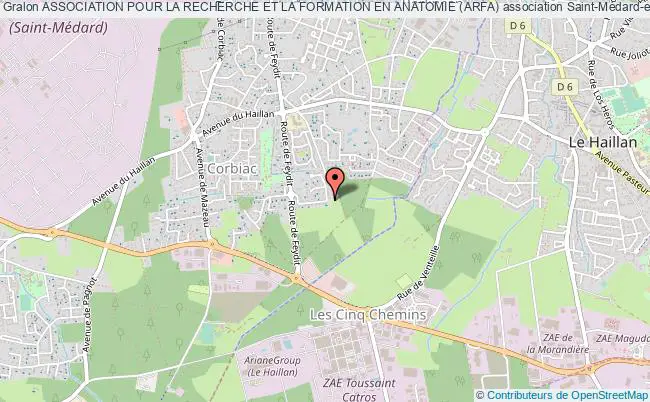 plan association Association Pour La Recherche Et La Formation En Anatomie (arfa) Saint-Médard-en-Jalles