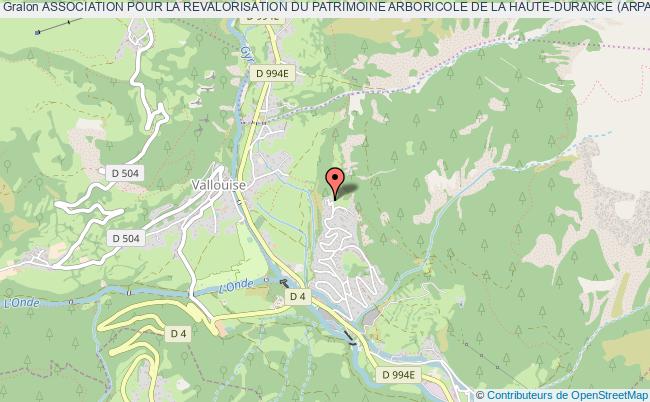 plan association Association Pour La Revalorisation Du Patrimoine Arboricole De La Haute-durance (arpa) Vallouise
