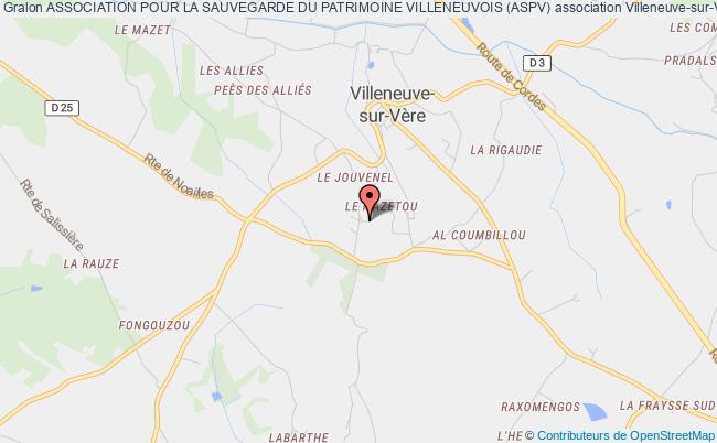 plan association Association Pour La Sauvegarde Du Patrimoine Villeneuvois (aspv) Villeneuve-sur-Vère