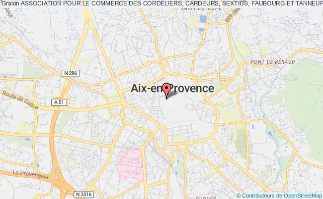 plan association Association Pour Le Commerce Des Cordeliers, Cardeurs, Sextius, Faubourg Et Tanneurs (acccsft) Aix-en-Provence