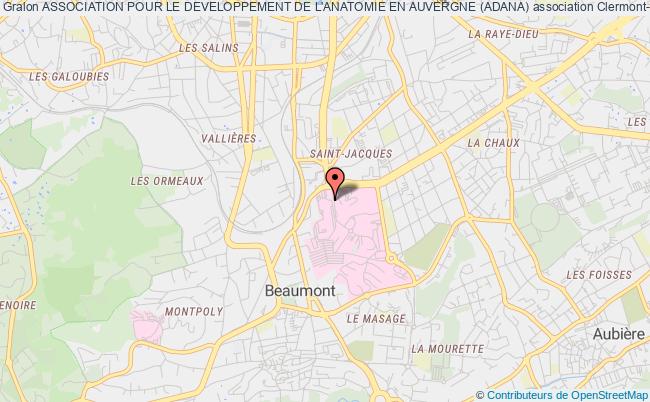 plan association Association Pour Le Developpement De L'anatomie En Auvergne (adana) Clermont-Ferrand