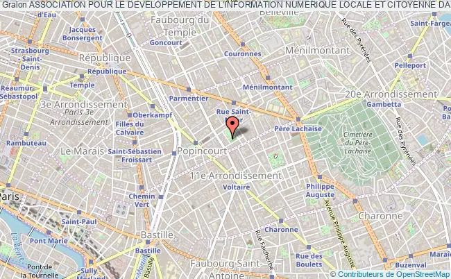plan association Association Pour Le Developpement De L'information Numerique Locale Et Citoyenne Dans L'est Parisien PARIS 11