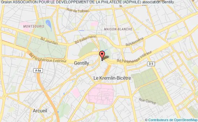 plan association Association Pour Le Developpement De La Philatelie (adphile) Gentilly
