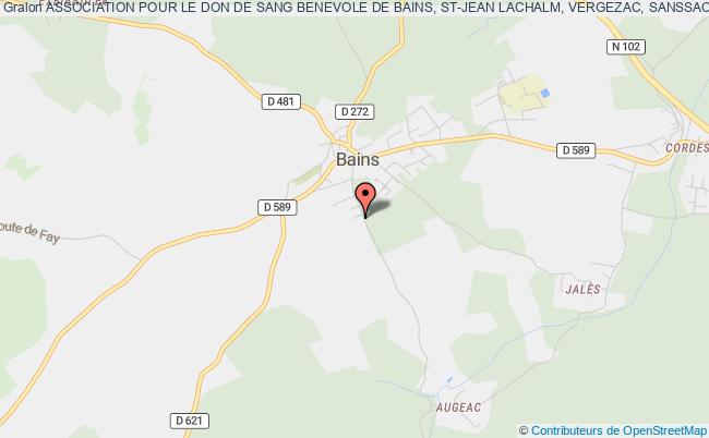 plan association Association Pour Le Don De Sang Benevole De Bains, St-jean Lachalm, Vergezac, Sanssac L'eglise Bains
