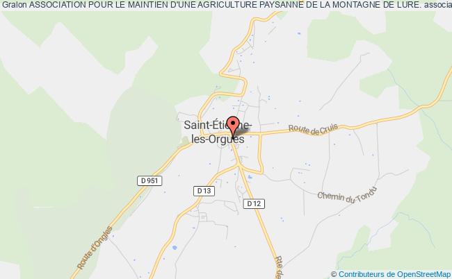 plan association Association Pour Le Maintien D'une Agriculture Paysanne De La Montagne De Lure. Saint-Étienne-les-Orgues