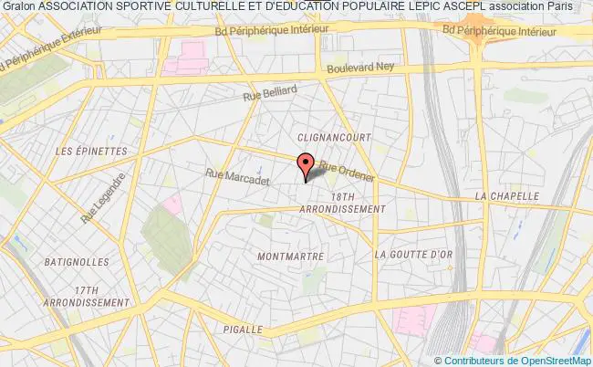 plan association Association Sportive Culturelle Et D'education Populaire Lepic Ascepl Paris 18e