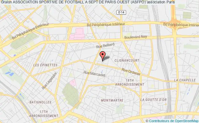 plan association Association Sportive De Football A Sept De Paris Ouest (asfpo) Paris 18e