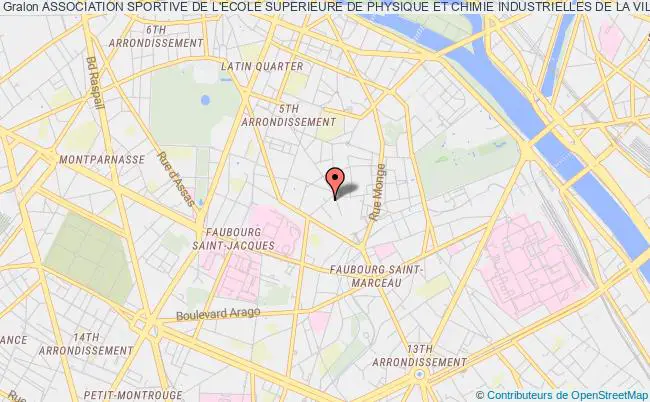 plan association Association Sportive De L'ecole Superieure De Physique Et Chimie Industrielles De La Ville De Paris Paris