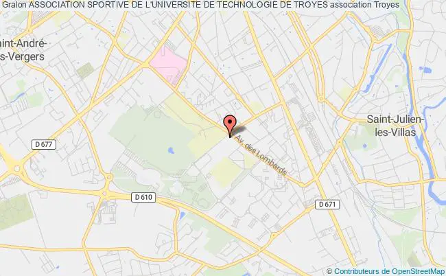 plan association Association Sportive De L'universite De Technologie De Troyes Troyes cedex