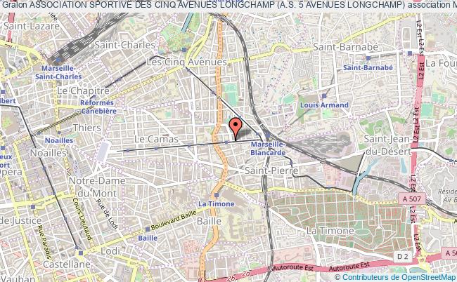 plan association Association Sportive Des Cinq Avenues Longchamp (a.s. 5 Avenues Longchamp) Marseille