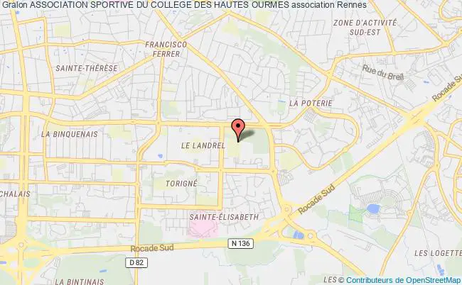 plan association Association Sportive Du College Des Hautes Ourmes Rennes cedex 2