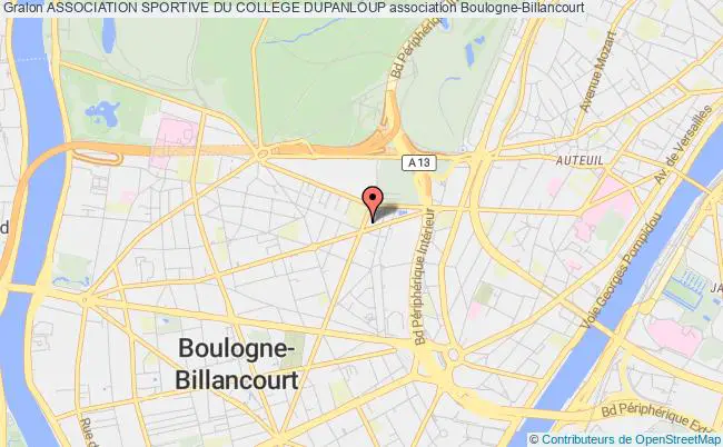 plan association Association Sportive Du College Dupanloup Boulogne-Billancourt