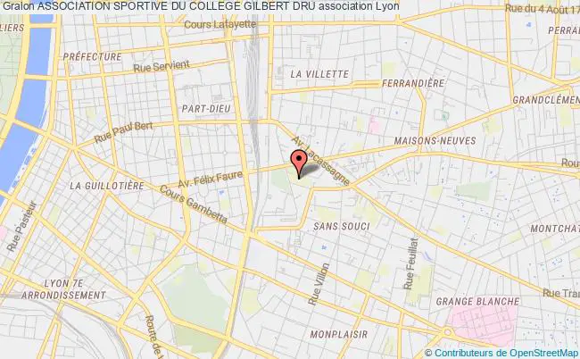 plan association Association Sportive Du College Gilbert Dru Lyon 3e Arrondissement