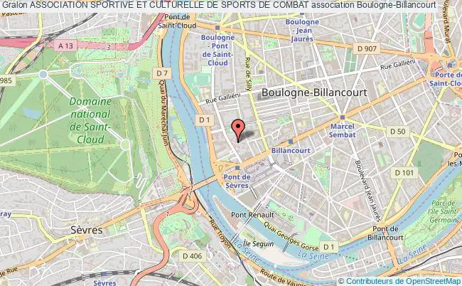 plan association Association Sportive Et Culturelle De Sports De Combat Boulogne-Billancourt
