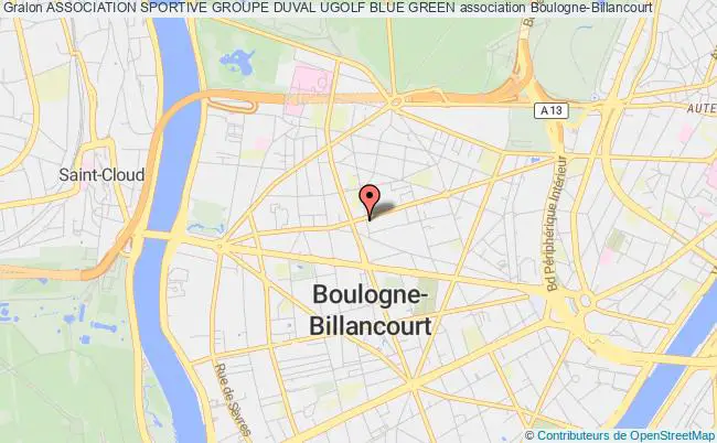 plan association Association Sportive Groupe Duval Ugolf Blue Green Boulogne-Billancourt