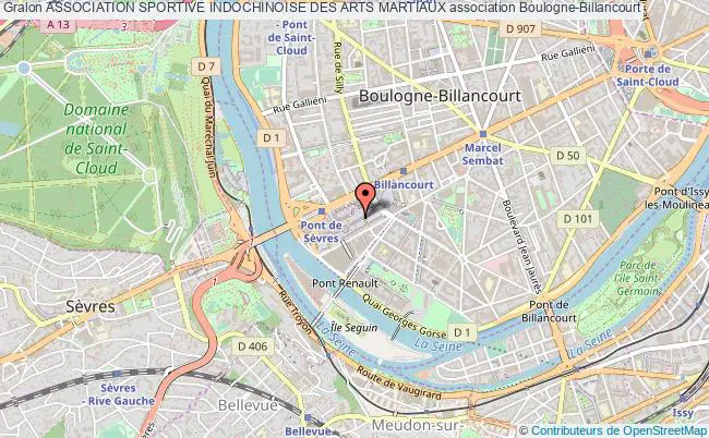 plan association Association Sportive Indochinoise Des Arts Martiaux Boulogne-Billancourt