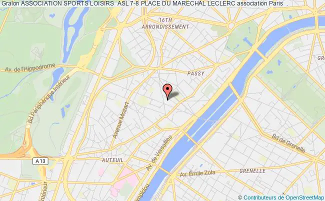 plan association Association Sports Loisirs  Asl 7-8 Place Du Marechal Leclerc PARIS