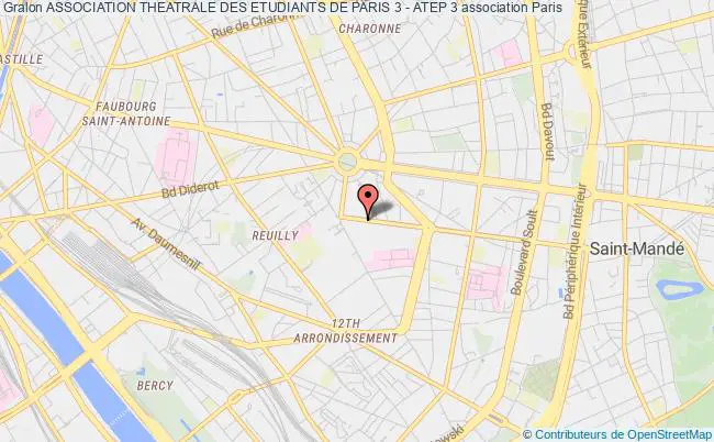 plan association Association Theatrale Des Etudiants De Paris 3 - Atep 3 Paris 12e