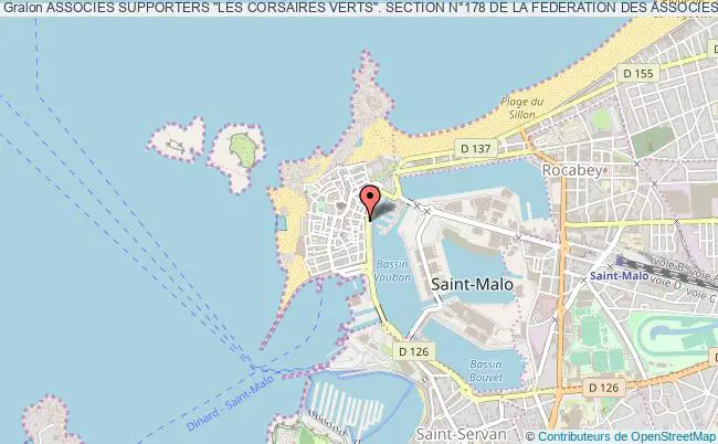 plan association Associes Supporters "les Corsaires Verts". Section N°178 De La Federation Des Associes Supporters De Saint-etienne Saint-Malo