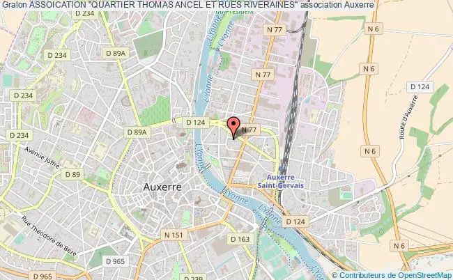 plan association Assoication "quartier Thomas Ancel Et Rues Riveraines" Auxerre