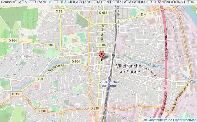 plan association Attac Villefranche Et Beaujolais (association Pour La Taxation Des Transactions Pour L'aide Aux Citoyens) Villefranche-sur-Saône