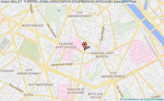 plan association Ballet  Theatre Lemba (association D'expression Africaine) Paris 5e