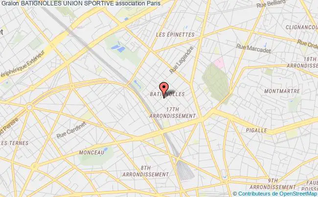 plan association Batignolles Union Sportive Paris