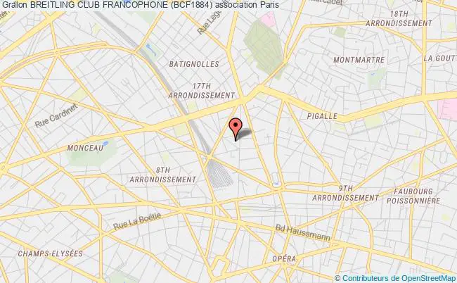 plan association Breitling Club Francophone (bcf1884) Paris 8e