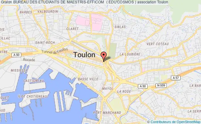 plan association Bureau Des Etudiants De Maestris-efficom  ( Edu'cosmos ) Toulon