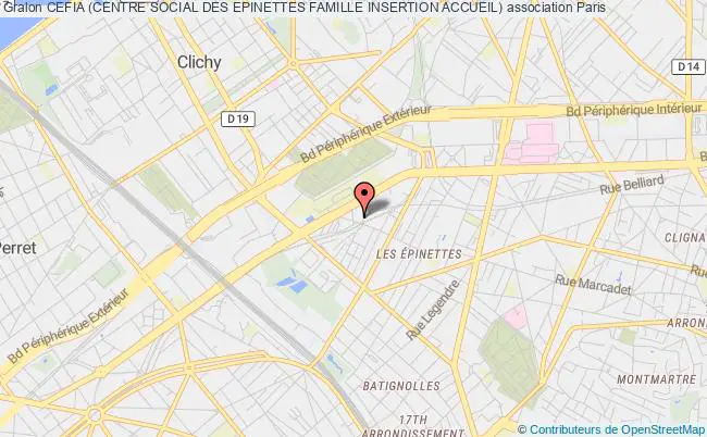 plan association Cefia (centre Social Des Epinettes Famille Insertion Accueil) Paris