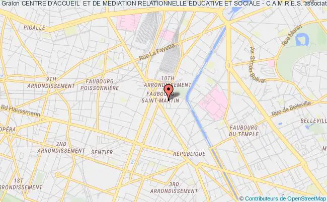 plan association Centre D'accueil  Et De Mediation Relationnelle Educative Et Sociale - C.a.m.r.e.s. Paris