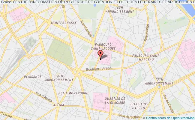 plan association Centre D'information De Recherche De Creation Et D'etudes Litteraires Et Artistiques Circe Paris 14e