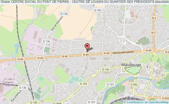 plan association Centre Social Du Pont De Pierre - Centre De Loisirs Du Quartier Des Presidents Maubeuge