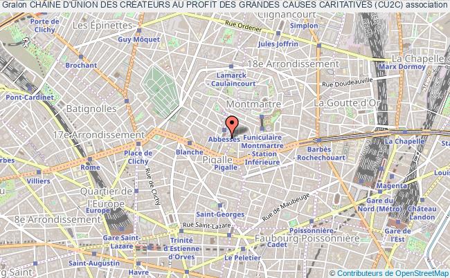 plan association Chaine D'union Des CrÉateurs Au Profit Des Grandes Causes Caritatives (cu2c) Paris 18e