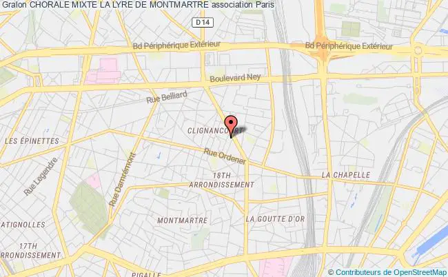plan association Chorale Mixte La Lyre De Montmartre Paris