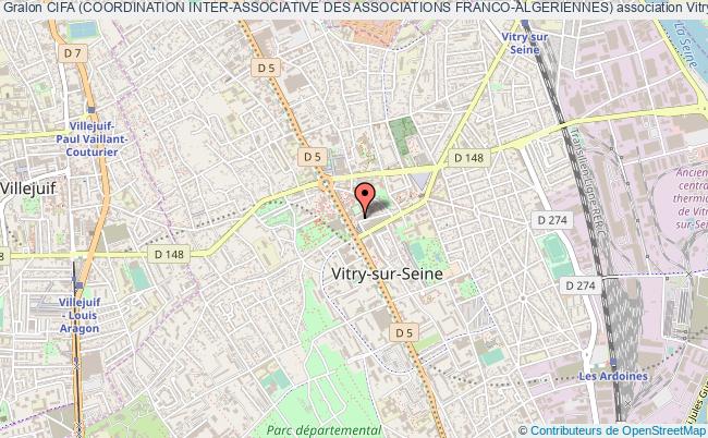 plan association Cifa (coordination Inter-associative Des Associations Franco-algeriennes) Vitry-sur-Seine