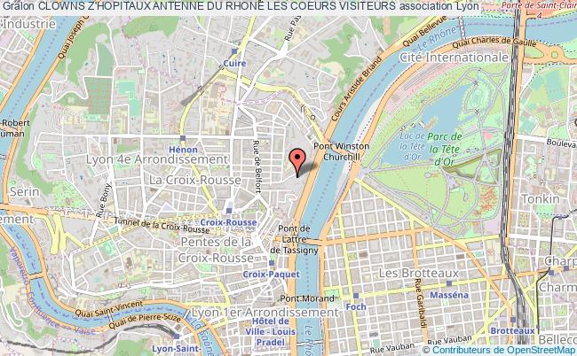 plan association Clowns Z'hopitaux Antenne Du Rhone Les Coeurs Visiteurs Lyon