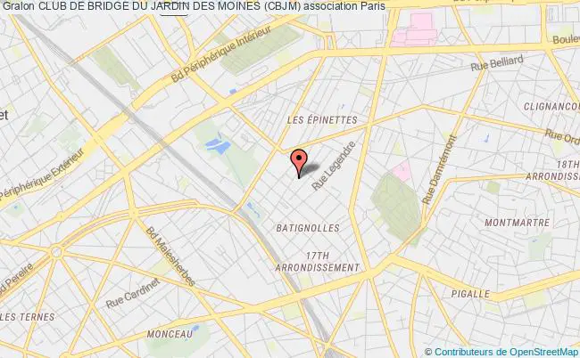 plan association Club De Bridge Du Jardin Des Moines (cbjm) Paris 17e