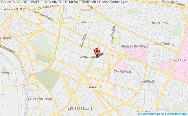 plan association Club De L'amitie Des Aines De Monplaisir Ville Lyon 8e Arrondissement