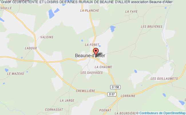 plan association Club Detente Et Loisirs Des Aines Ruraux De Beaune D'allier Beaune-d'Allier