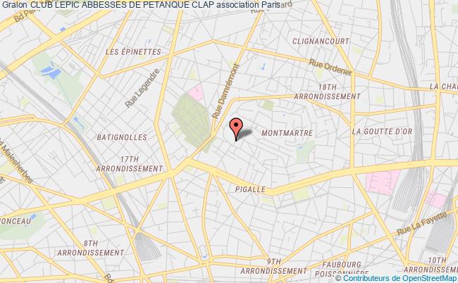 plan association Club Lepic Abbesses De Petanque Clap Paris